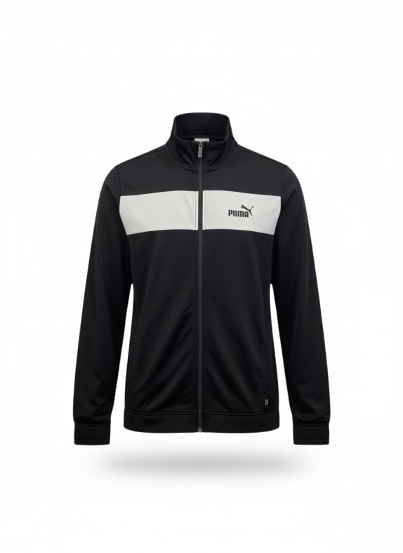 PUMA TRACK JACKET ATHLETIC LOGO BLACK/WHITE MENS L