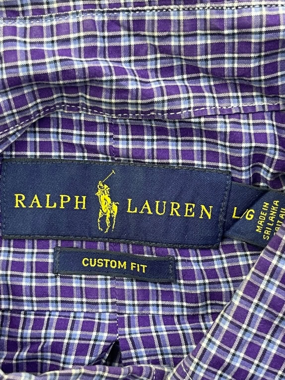 RALPH LAUREN BUTTON DOWN ΠΟΥΚΑΜΙΣΟ ΚΑΡΟ ΜΩΒ ΑΝΤΡΙΚΟ PRE OWNED L