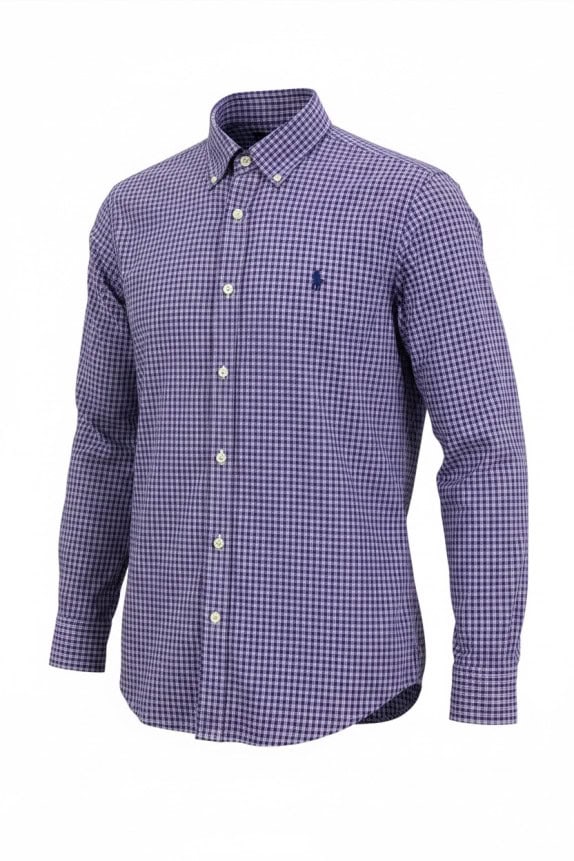 RALPH LAUREN BUTTON DOWN ΠΟΥΚΑΜΙΣΟ ΚΑΡΟ ΜΩΒ ΑΝΤΡΙΚΟ PRE OWNED L