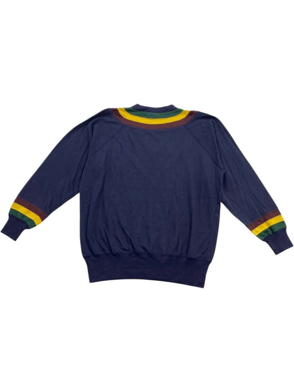 RALPH LAUREN V-NECK SWEATSHIRT VINTAGE STRIPES NAVY BLUE MEN'S L