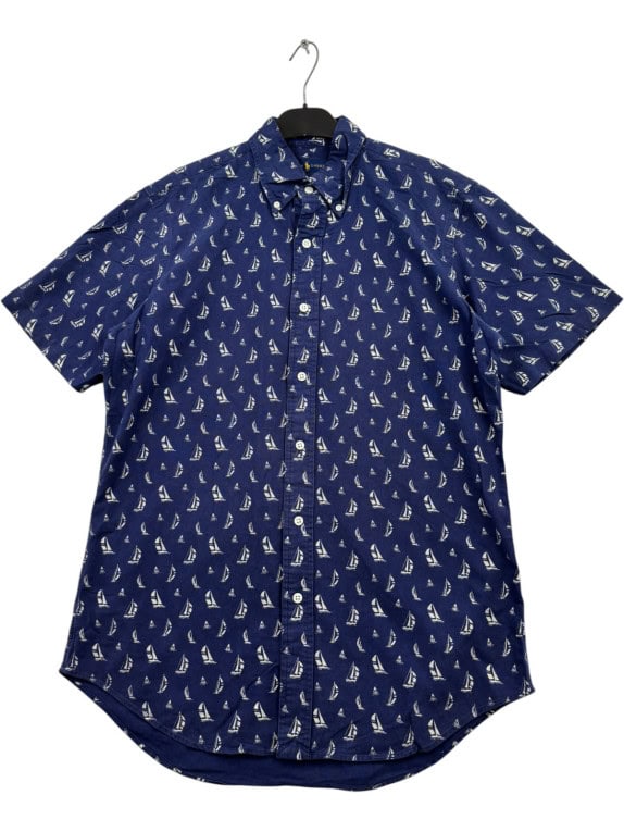RALPH LAUREN ΚΟΝΤΟΜΑΝΙΚΟ ΠΟΥΚΑΜΙΣΟ GRAPHIC NAVY ΑΝΤΡΙΚΟ PRE OWNED S