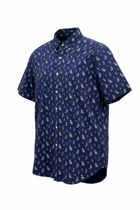 RALPH LAUREN ΚΟΝΤΟΜΑΝΙΚΟ ΠΟΥΚΑΜΙΣΟ GRAPHIC NAVY ΑΝΤΡΙΚΟ PRE OWNED S