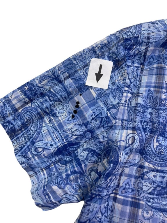 RALPH LAUREN ΚΟΝΤΟΜΑΝΙΚΟ ΠΟΥΚΑΜΙΣΟ PAISLEY ΜΠΛΕ ΑΝΤΡΙΚΟ PRE OWNED L
