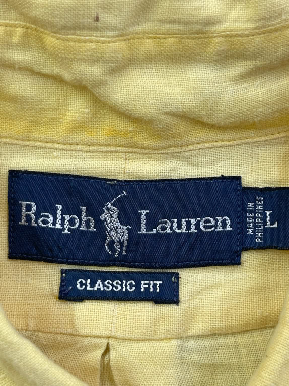 RALPH LAUREN LONG SLEEVE SHIRT CLASSIC FIT LIGHT YELLOW MENS PRE OWNED L