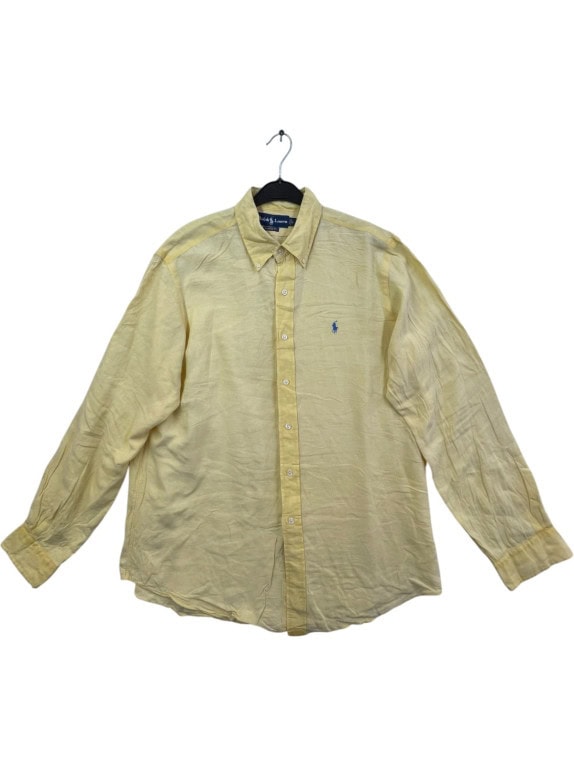 RALPH LAUREN LONG SLEEVE SHIRT CLASSIC FIT LIGHT YELLOW MENS PRE OWNED L
