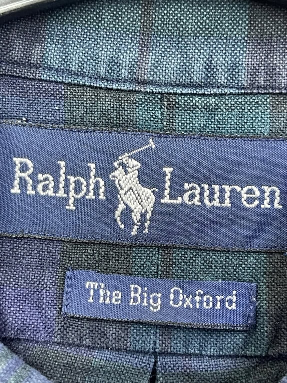 RALPH LAUREN ΠΟΥΚΑΜΙΣΟ 90s THE BIG OXFORD ΚΑΡΟ ΜΠΛΕ-ΠΡΑΣΙΝΟ UNISEX XXL