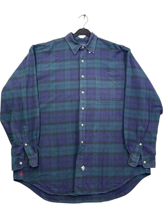 RALPH LAUREN ΠΟΥΚΑΜΙΣΟ 90s THE BIG OXFORD ΚΑΡΟ ΜΠΛΕ-ΠΡΑΣΙΝΟ UNISEX XXL