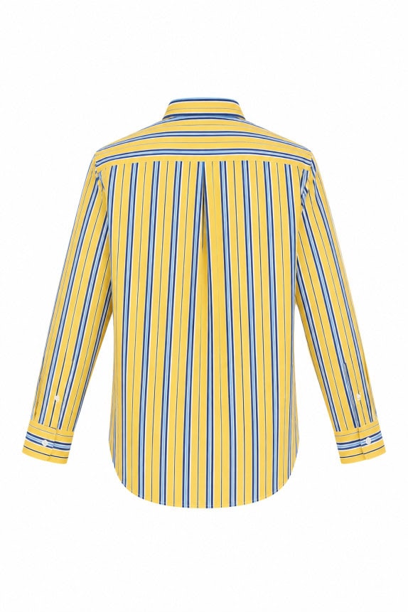 RALPH LAUREN BUTTON DOWN SHIRT CLASSIC YELLOW BLUE MENS PRE OWNED M