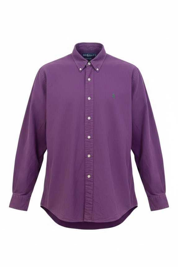RALPH LAUREN CAMICIA BUTTON DOWN CLASSICA VIOLA UOMO PRE OWNED L