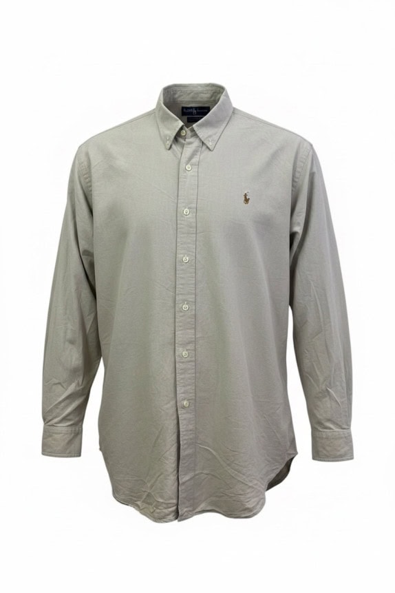 RALPH LAUREN BUTTON DOWN SHIRT CLASSIC STONE GREY MENS PRE OWNED XL