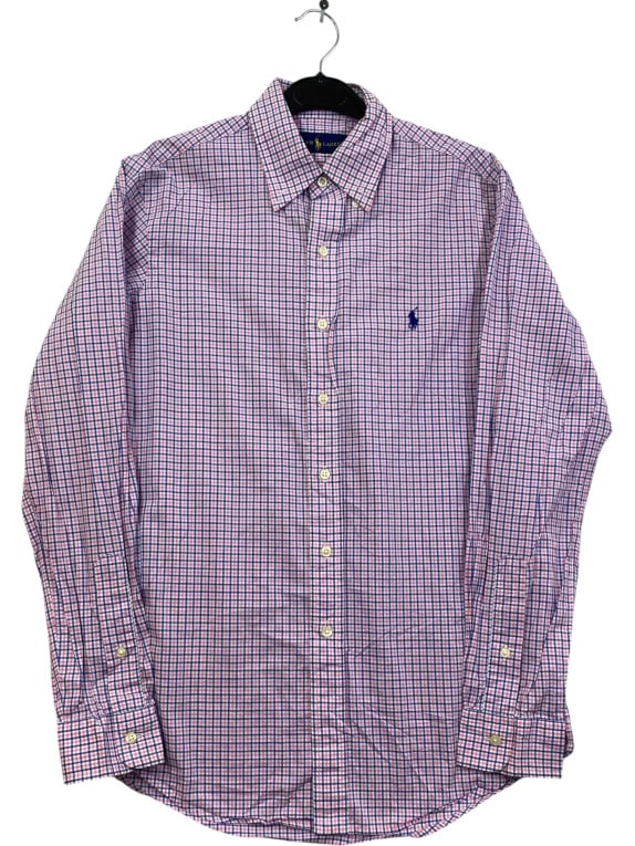 RALPH LAUREN ΠΟΥΚΑΜΙΣΟ CHECKED LOGO ΡΟΖ / ΜΠΛΕ UNISEX S