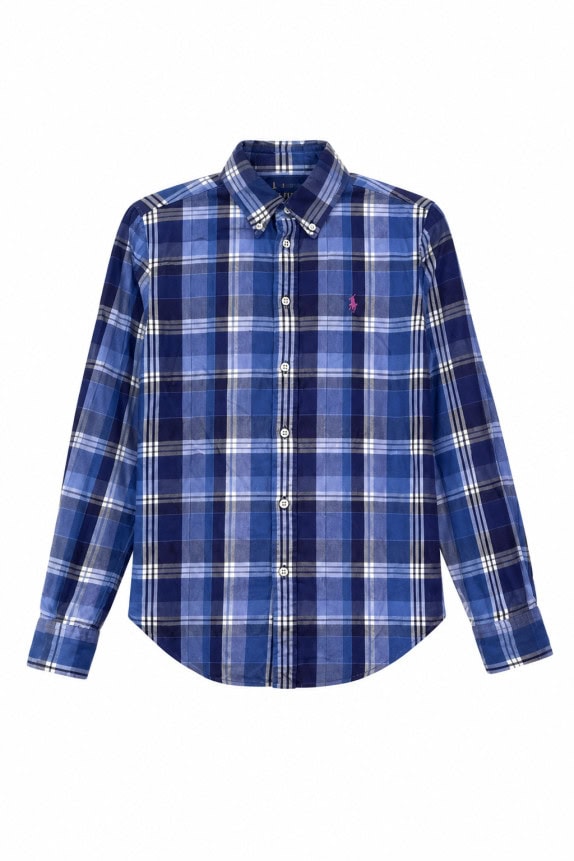RALPH LAUREN ΠΟΥΚΑΜΙΣΟ CHECKED ΜΠΛΕ ΑΝΤΡΙΚΟ PRE OWNED
