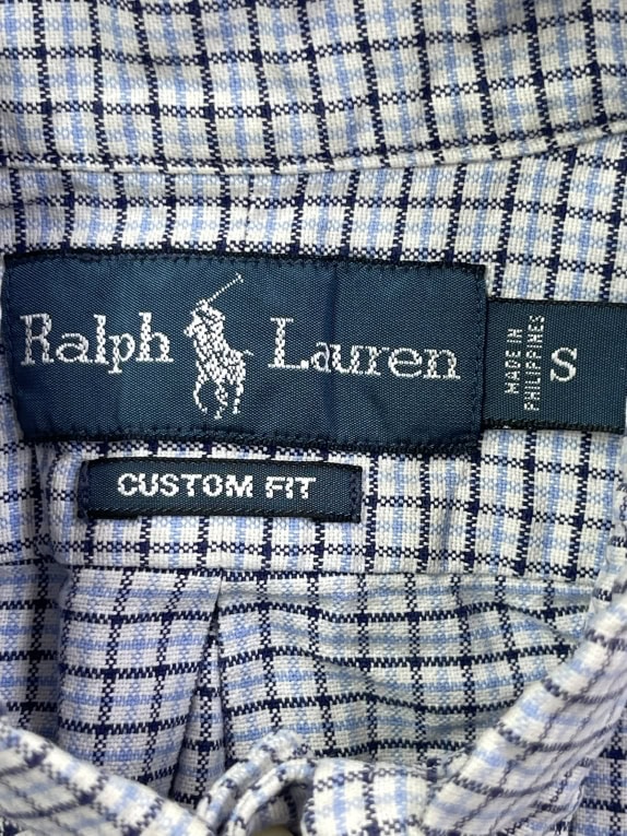 RALPH LAUREN ΠΟΥΚΑΜΙΣΟ CHECKERED CUSTOM FIT LOGO ΜΠΛΕ UNISEX S