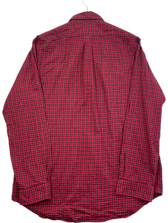 RALPH LAUREN BUTTON DOWN SHIRT CLASSIC PLAID RED MENS PRE OWNED L