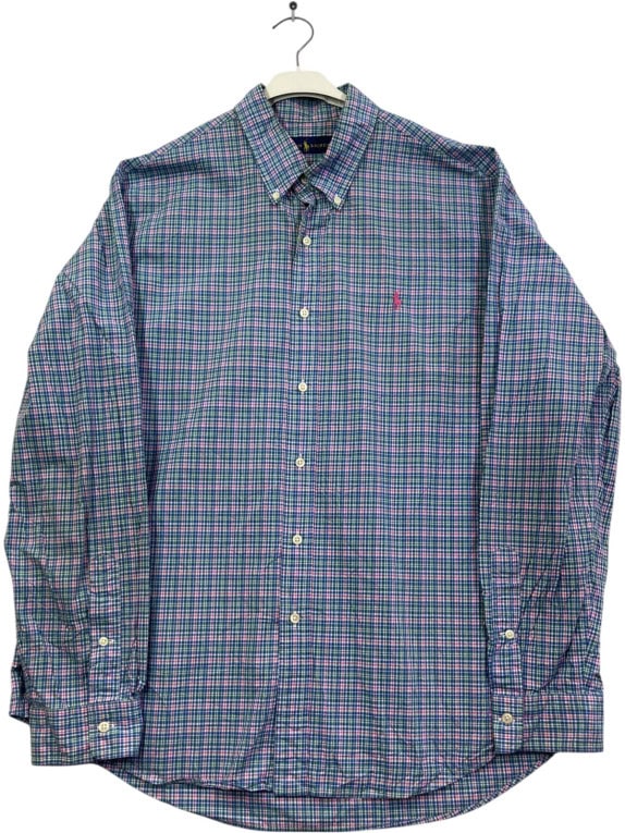 RALPH LAUREN ΠΟΥΚΑΜΙΣΟ CLASSIC ΚΑΡΟ ΜΠΛΕ ΑΝΤΡΙΚΟ PRE OWNED XL