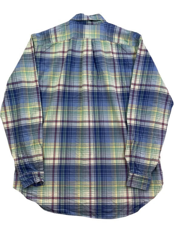 RALPH LAUREN ΠΟΥΚΑΜΙΣΟ CLASSIC ΚΑΡΟ ΜΠΛΕ ΠΡΑΣΙΝΟ ΑΝΤΡΙΚΟ PRE OWNED L