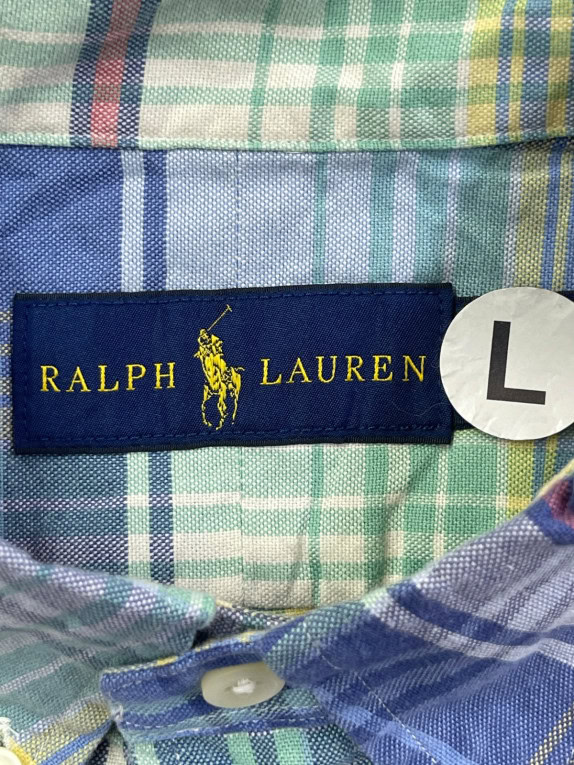 RALPH LAUREN ΠΟΥΚΑΜΙΣΟ CLASSIC ΚΑΡΟ ΜΠΛΕ ΠΡΑΣΙΝΟ ΑΝΤΡΙΚΟ PRE OWNED L