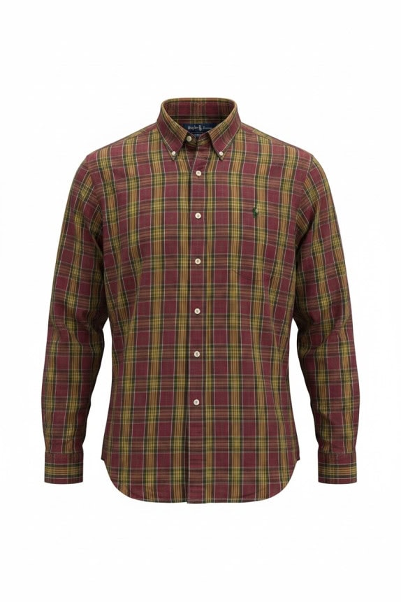 RALPH LAUREN CAMICIA CLASSIC TARTAN BORDEAUX UOMO PRE OWNED XL