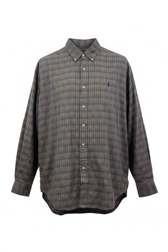 RALPH LAUREN ΠΟΥΚΑΜΙΣΟ CLASSIC ΚΑΡΟ NAVY ΑΝΤΡΙΚΟ PRE OWNED XL
