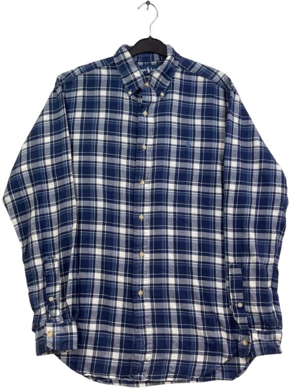 RALPH LAUREN CAMICIA A QUADRI CLASSIC NAVY UOMO PRE OWNED M