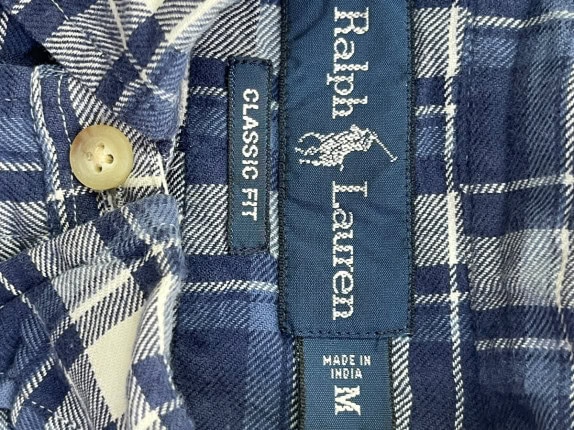 RALPH LAUREN CAMICIA A QUADRI CLASSIC NAVY UOMO PRE OWNED M