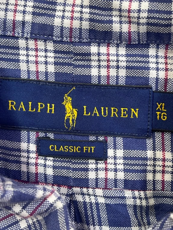 RALPH LAUREN ΠΟΥΚΑΜΙΣΟ CLASSIC ΚΑΡΟ NAVY ΑΝΤΡΙΚΟ PRE OWNED XL