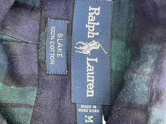 RALPH LAUREN ΠΟΥΚΑΜΙΣΟ CLASSIC ΚΑΡΟ NAVY ΠΡΑΣΙΝΟ ΑΝΤΡΙΚΟ PRE OWNED M