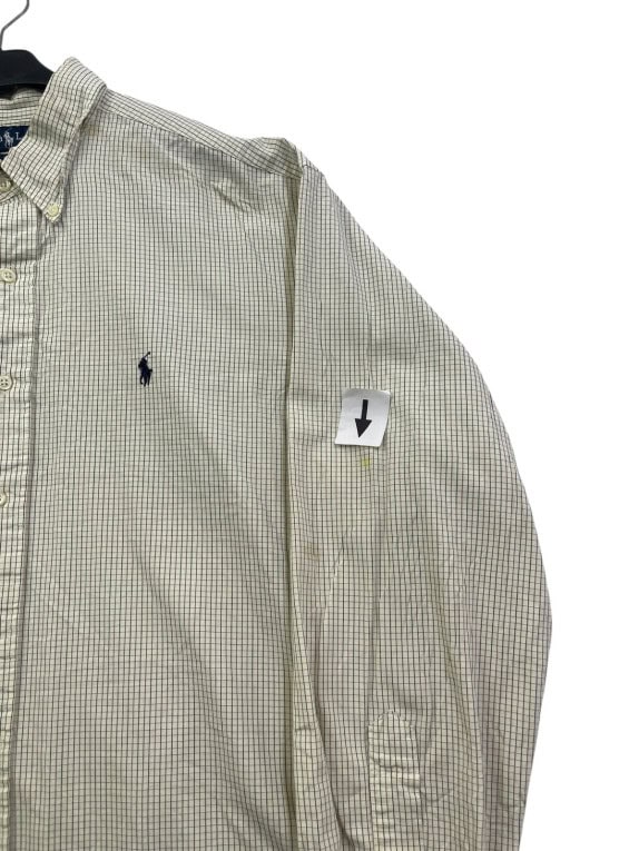 RALPH LAUREN ΠΟΥΚΑΜΙΣΟ CLASSIC ΚΑΡΟ OFF WHITE ΑΝΤΡΙΚΟ PRE OWNED L