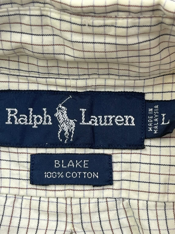 RALPH LAUREN ΠΟΥΚΑΜΙΣΟ CLASSIC ΚΑΡΟ OFF WHITE ΑΝΤΡΙΚΟ PRE OWNED L