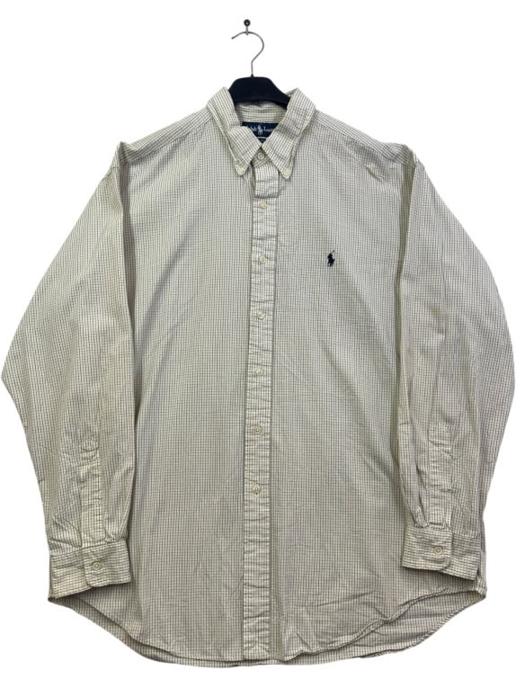 RALPH LAUREN ΠΟΥΚΑΜΙΣΟ CLASSIC ΚΑΡΟ OFF WHITE ΑΝΤΡΙΚΟ PRE OWNED L