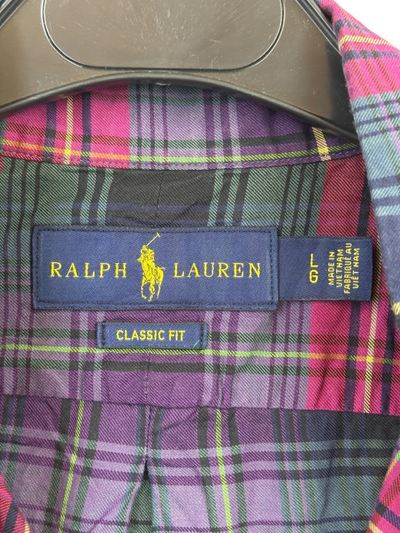 RALPH LAUREN ΠΟΥΚΑΜΙΣΟ CLASSIC ΚΑΡΟ ΠΟΛΥΧΡΩΜΟ ΑΝΤΡΙΚΟ PRE OWNED L