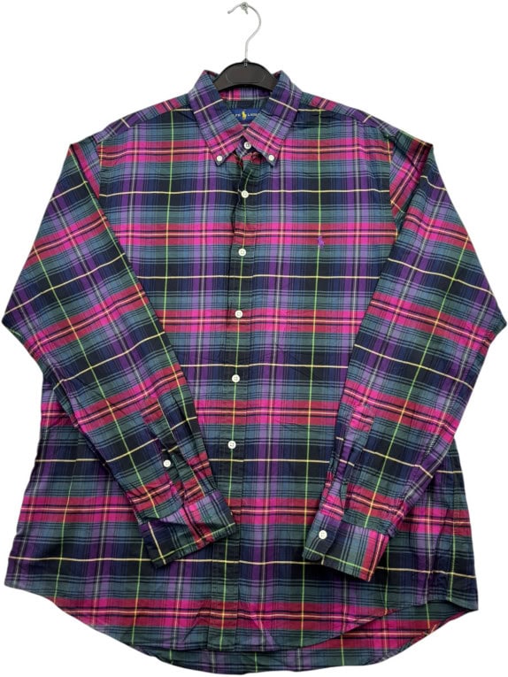 RALPH LAUREN ΠΟΥΚΑΜΙΣΟ CLASSIC ΚΑΡΟ ΠΟΛΥΧΡΩΜΟ ΑΝΤΡΙΚΟ PRE OWNED L
