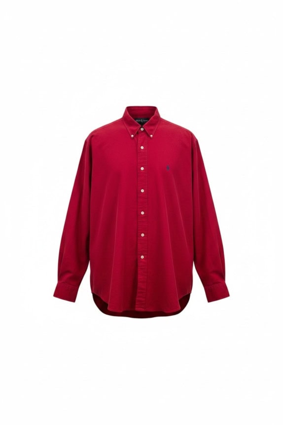 RALPH LAUREN CAMICIA BUTTON DOWN CLASSIC ROSSA UOMO PRE OWNED L