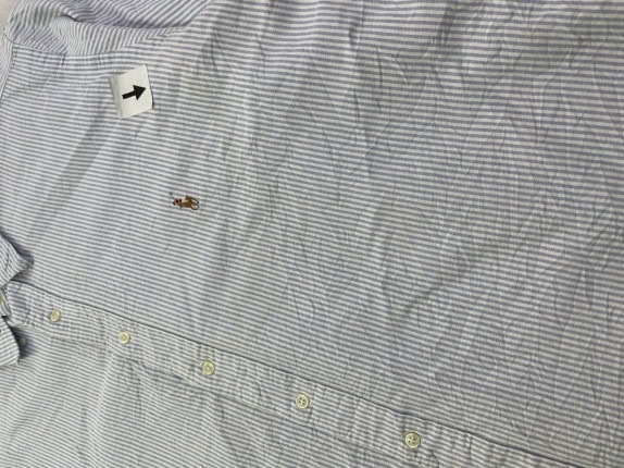 RALPH LAUREN BUTTON DOWN SHIRT CLASSIC STRIPED LIGHT BLUE MENS PRE OWNED XL