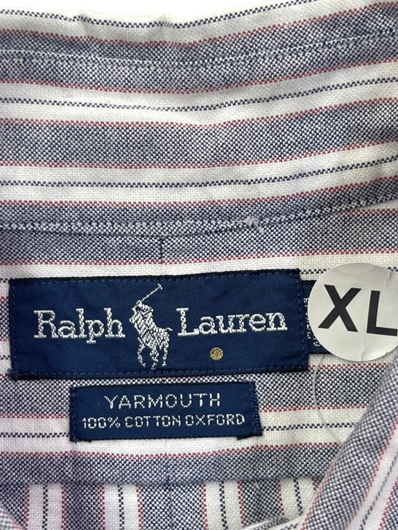 RALPH LAUREN BUTTON DOWN SHIRT CLASSIC STRIPED GREY MENS PRE OWNED XL