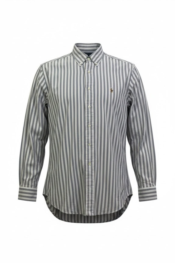 RALPH LAUREN ΠΟΥΚΑΜΙΣΟ CLASSIC ΡΙΓΕ ΓΚΡΙ ΑΝΤΡΙΚΟ PRE OWNED XL