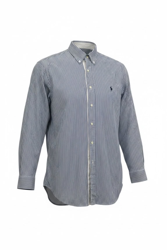 RALPH LAUREN ΠΟΥΚΑΜΙΣΟ CLASSIC ΡΙΓΕ ΜΠΛΕ ΛΕΥΚΟ ΑΝΤΡΙΚΟ PRE OWNED XL