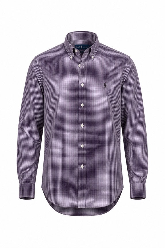 RALPH LAUREN CAMICIA GINGHAM VIOLA UOMO PRE OWNED L