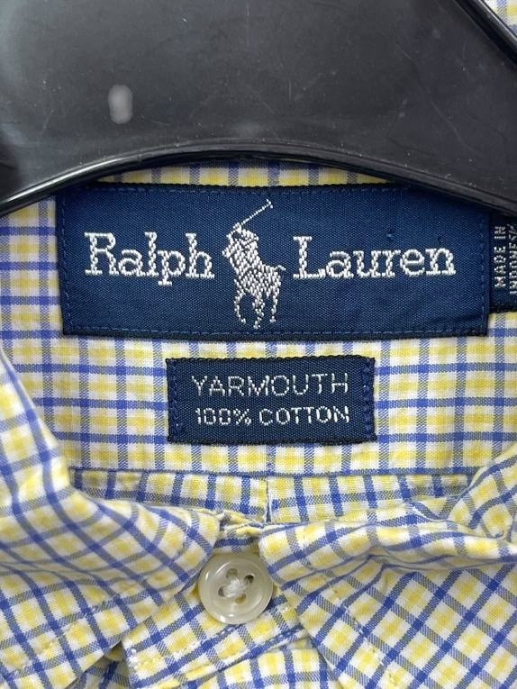 RALPH LAUREN ΠΟΥΚΑΜΙΣΟ ΚΑΡΟ LOGO ΚΙΤΡΙΝΟ ΜΠΛΕ UNISEX XXL