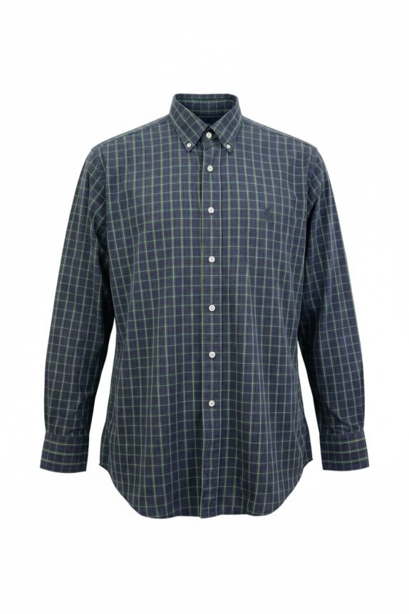 RALPH LAUREN ΠΟΥΚΑΜΙΣΟ ΚΑΡΟ ΠΡΑΣΙΝΟ ΜΠΛΕ ΑΝΤΡΙΚΟ PRE OWNED L