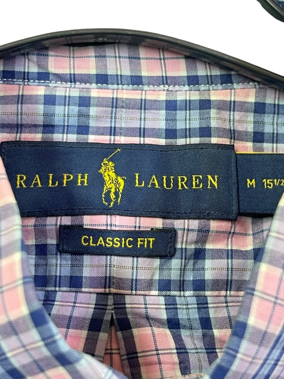 RALPH LAUREN ΠΟΥΚΑΜΙΣΟ ΚΑΡΟ ΡΟΖ ΜΠΛΕ ΑΝΤΡΙΚΟ PRE OWNED M