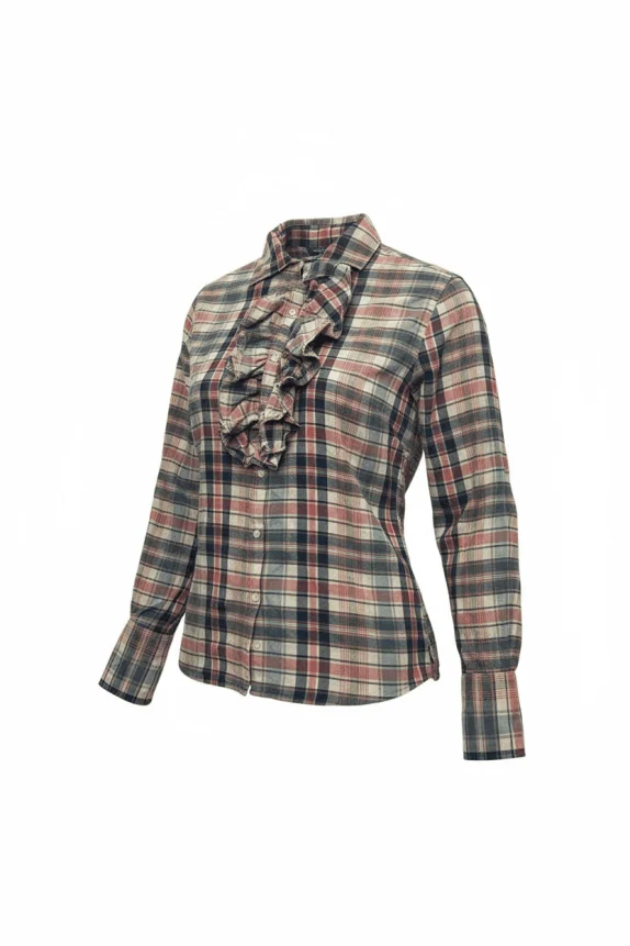 RALPH LAUREN Plaid Shirt Vintage Ruffle Multicolor Women’s XL
