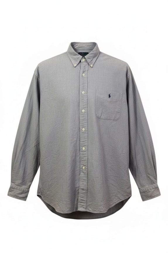 RALPH LAUREN CAMICIA BUTTON DOWN CLASSICA GRIGIA UOMO PRE OWNED L
