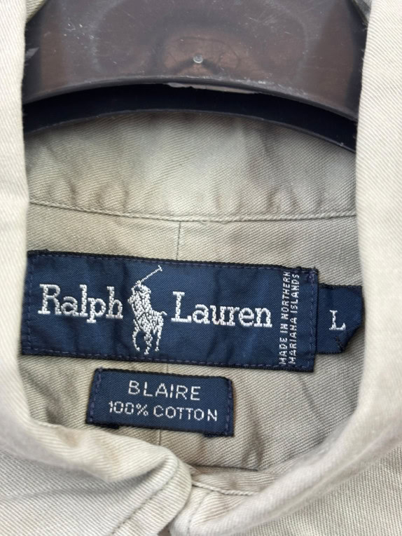 RALPH LAUREN CAMICIA BUTTON DOWN CLASSICA BEIGE UOMO PRE OWNED L