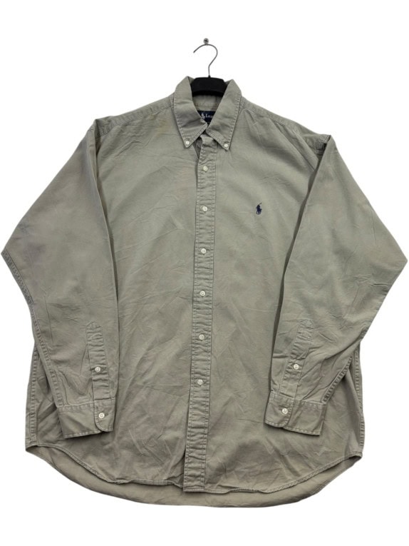 RALPH LAUREN CAMICIA BUTTON DOWN CLASSICA BEIGE UOMO PRE OWNED L