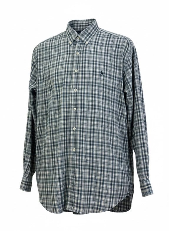 RALPH LAUREN ΠΟΥΚΑΜΙΣΟ ΚΛΑΣΙΚΟ ΜΠΛΕ ΚΑΡΟ ΑΝΤΡΙΚΟ PRE OWNED XL