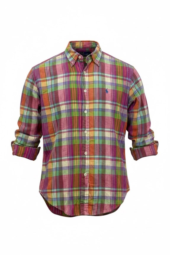 RALPH LAUREN CAMICIA CLASSICA MULTICOLORE A QUADRI UOMO PRE OWNED M