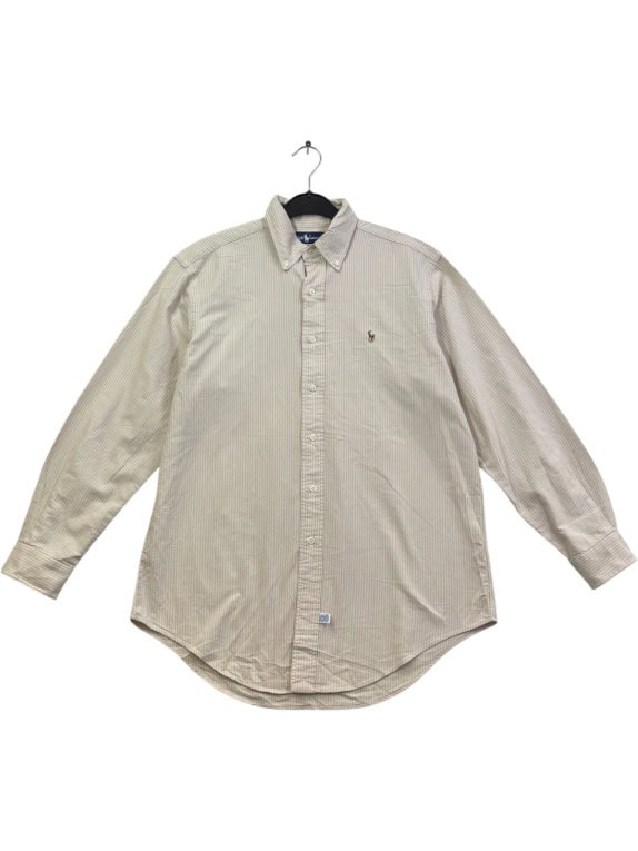 RALPH LAUREN ΠΟΥΚΑΜΙΣΟ ΚΛΑΣΙΚΟ ΡΙΓΕ ΚΡΕΜ ΡΟΖ ΑΝΤΡΙΚΟ PRE OWNED L