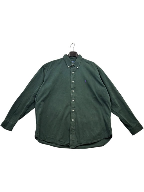 RALPH LAUREN BUTTON DOWN SHIRT CLASSIC DARK GREEN MENS PRE OWNED L