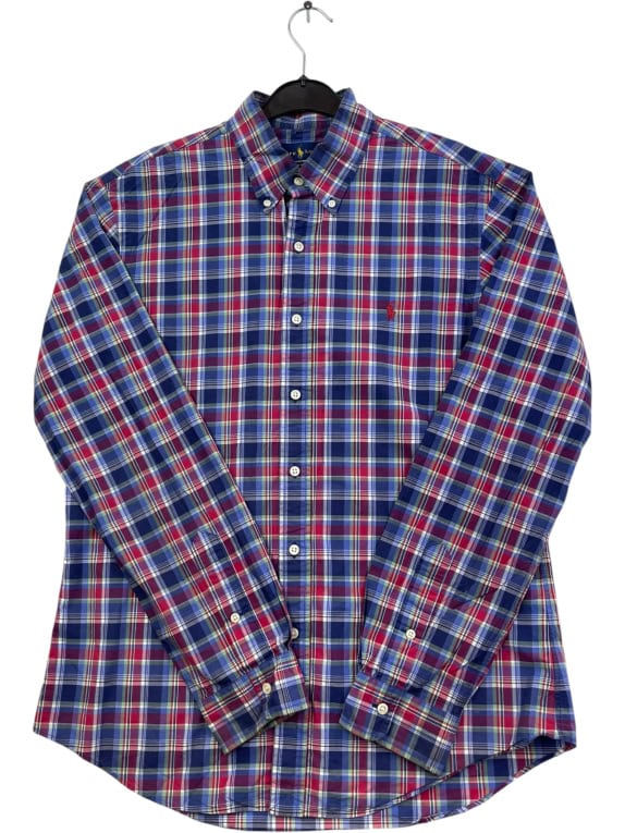 RALPH LAUREN LONG SLEEVE CHECK SHIRT BLUE MENS XL pre-owned